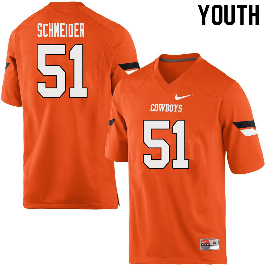 Youth #51 Rody Schneider Oklahoma State Cowboys College Football Jerseys Sale-Orange - Click Image to Close